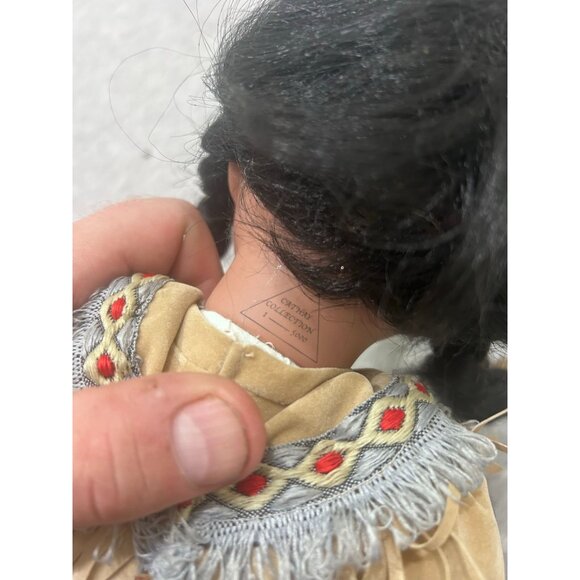 Cathy Collection Native American Porcelain Doll Black Hair Brown Dress - Picture 8 of 9